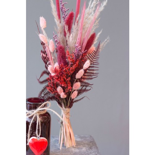 "Love Mum" Trockenblumenstrauß mit Vase