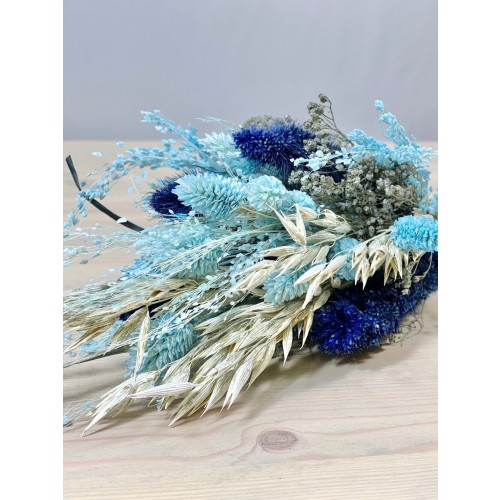 "Little Ocean" -  Trockenblumenstrauß in Weiß und Blau
