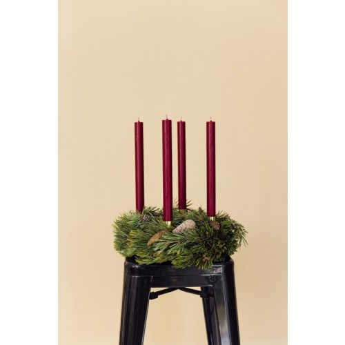 Adventskranz mit Kerzen "Merry Christmas" aus Kiefer gebunden