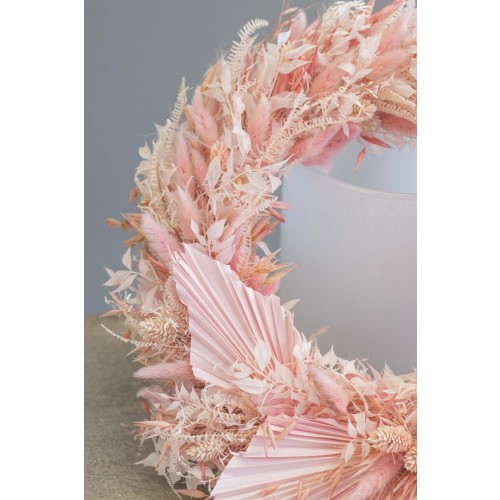 "Pink Palm" - Trockenblumenkranz