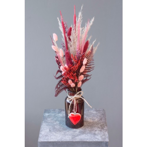 "Love Mum" Trockenblumenstrauß mit Vase