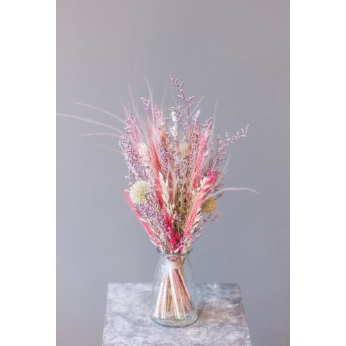 "Pink Blossom"- Trockenblumenstrauß mit Vase